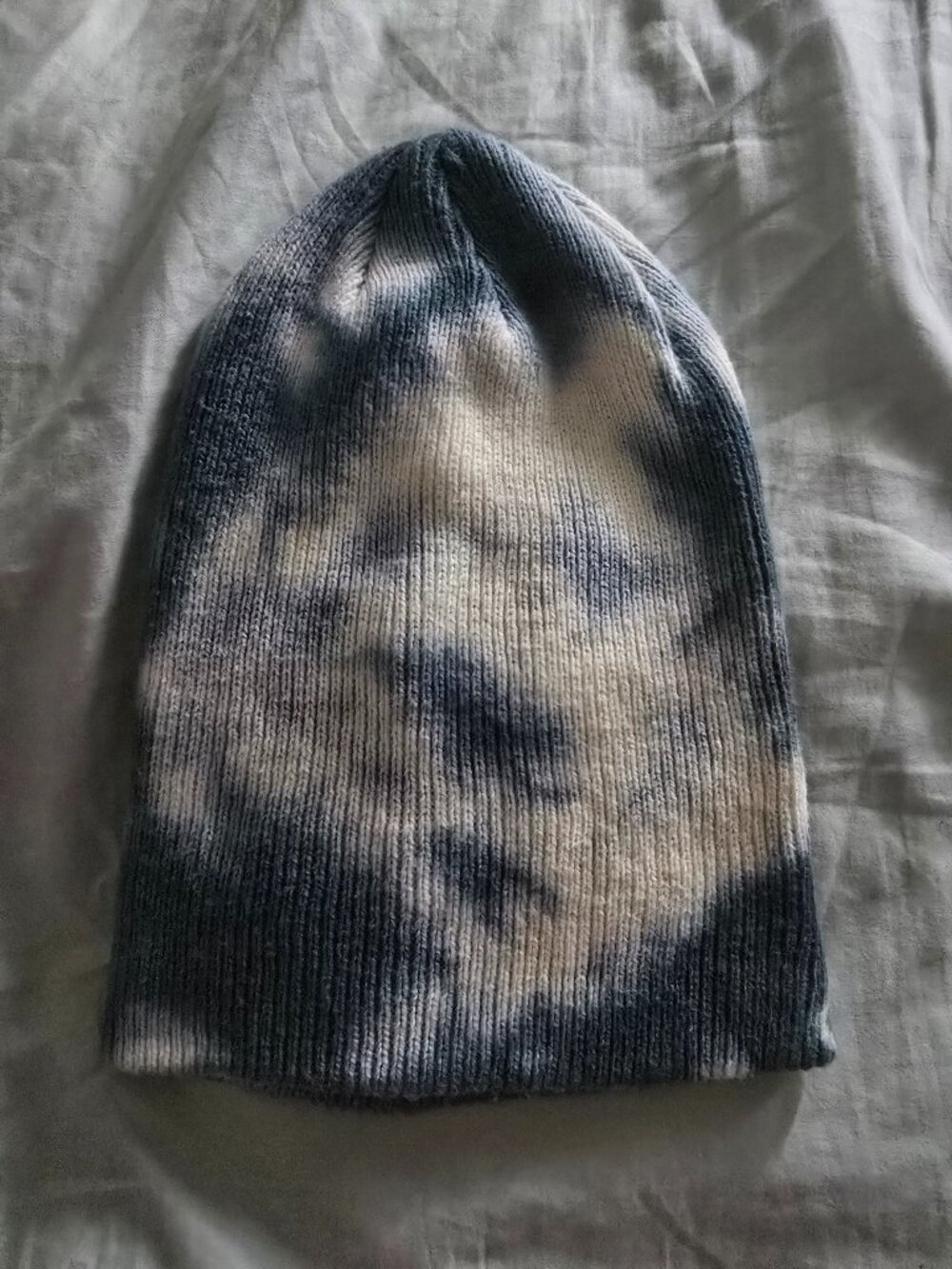 Gap Unisex Blue & White Tie-Dye Ribbed Knit Beanie - One Size